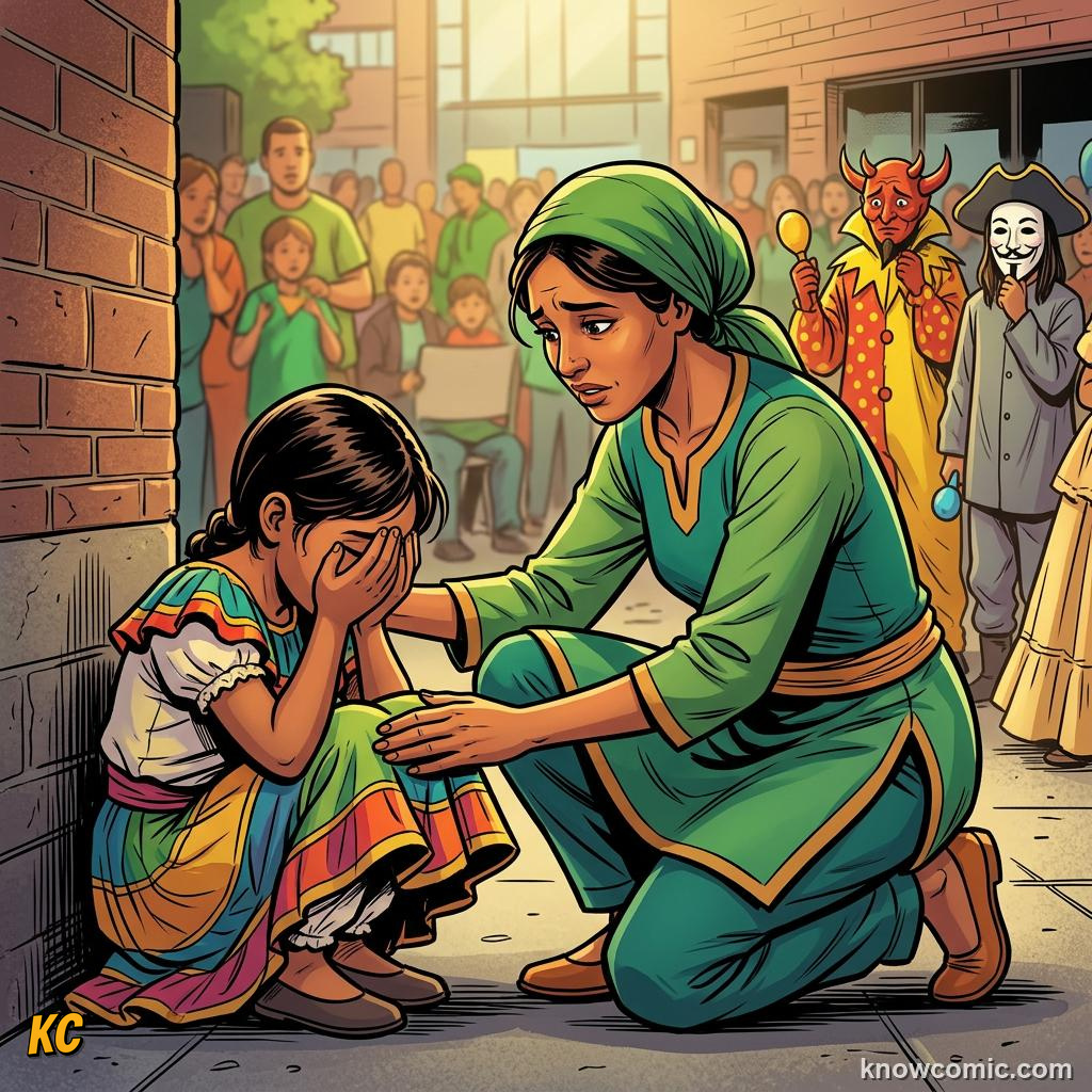 Comic panel about fear and safety: Do Not Shame, educational kids illustration