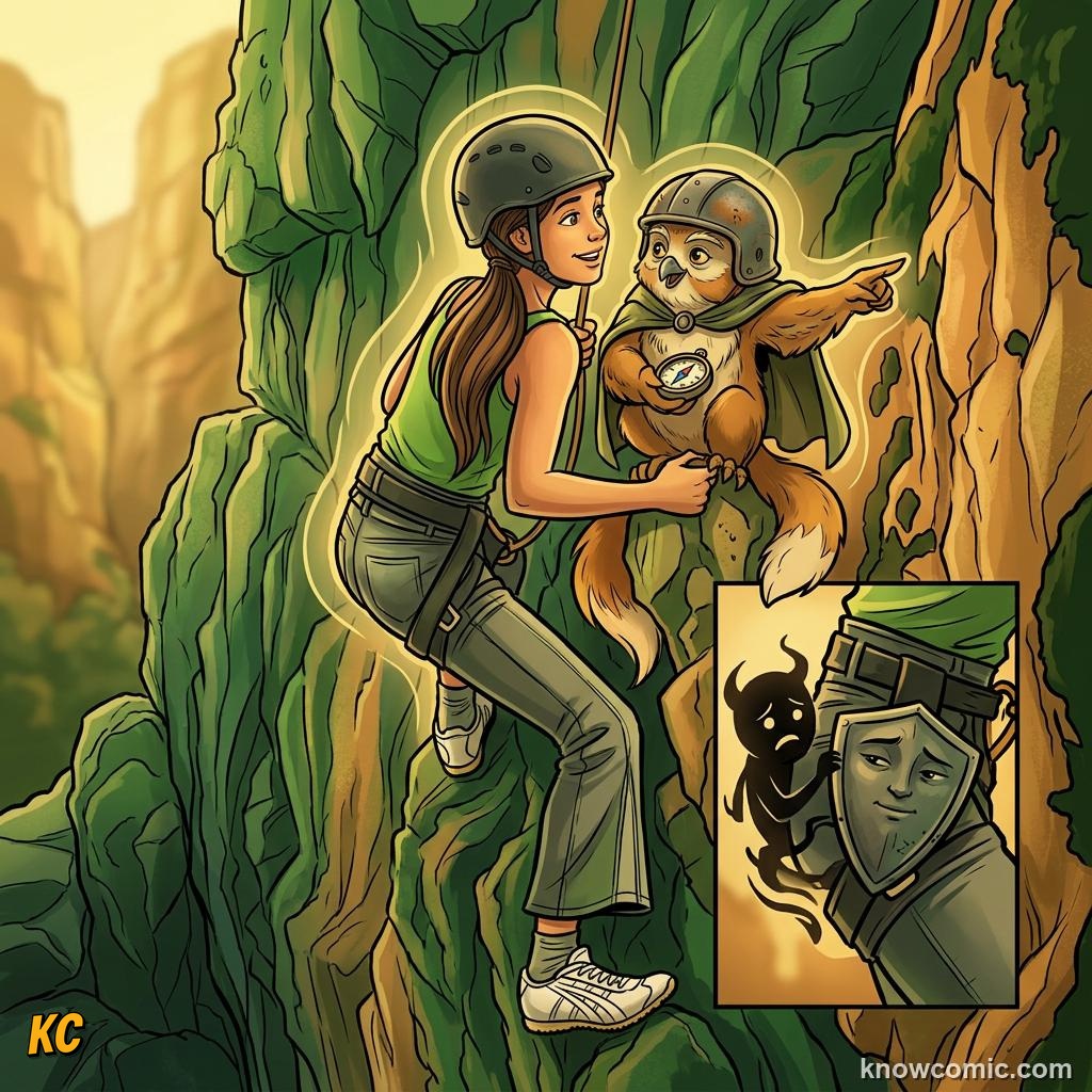 Comic panel about fear and safety: Courage Needs Fear, When Listened To, educational kids illustration