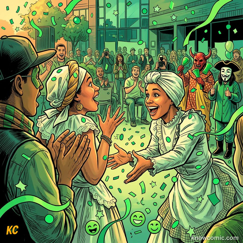 Comic panel about surprise and alert: Delight, educational kids illustration