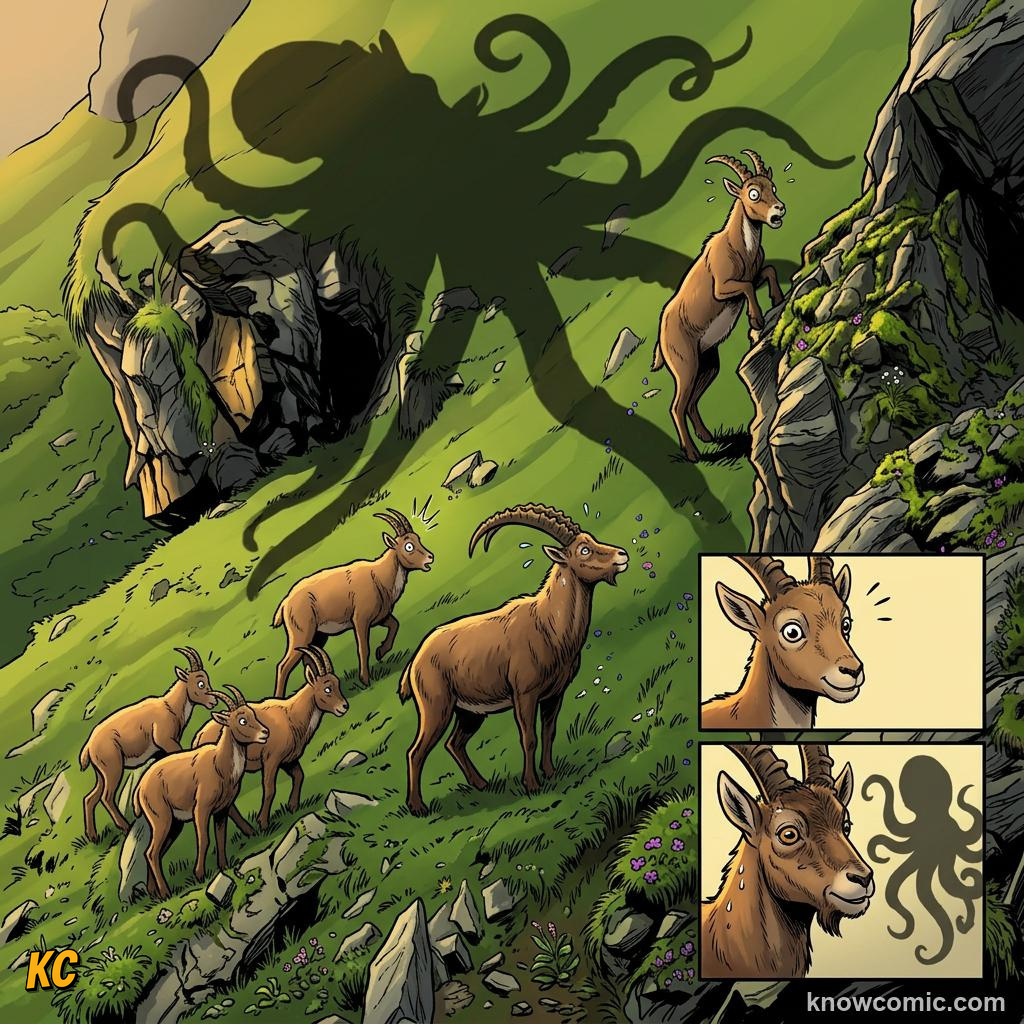 Comic panel about surprise and alert: Danger, educational kids illustration