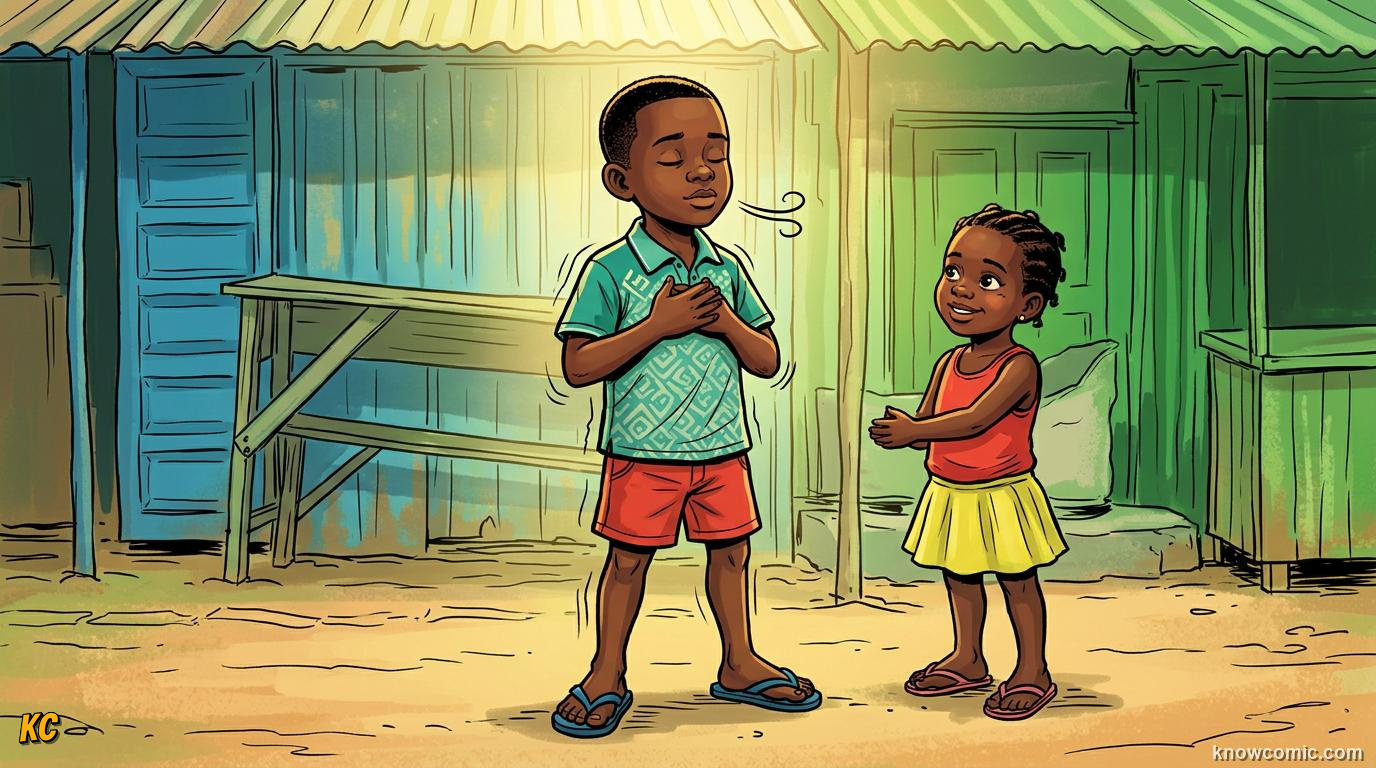 Comic panel about surprise and alert: Surprise Splits Two Ways, After The Jolt, educational kids illustration