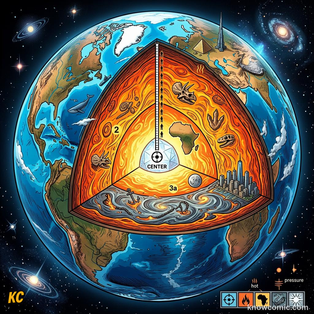 Earth globe showing scale of radius compared with depth humans have drilled