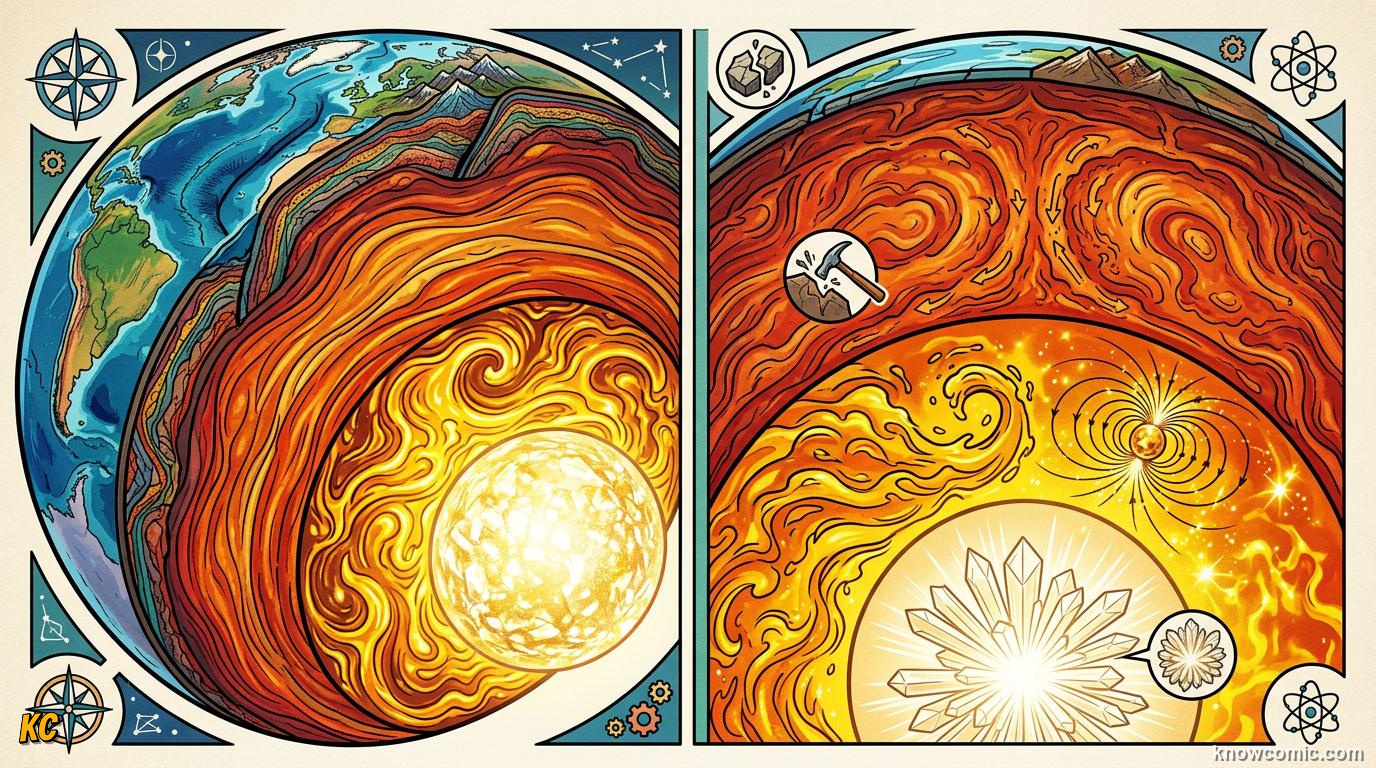 Diagram of Earth's chemical layers crust mantle and iron-nickel core