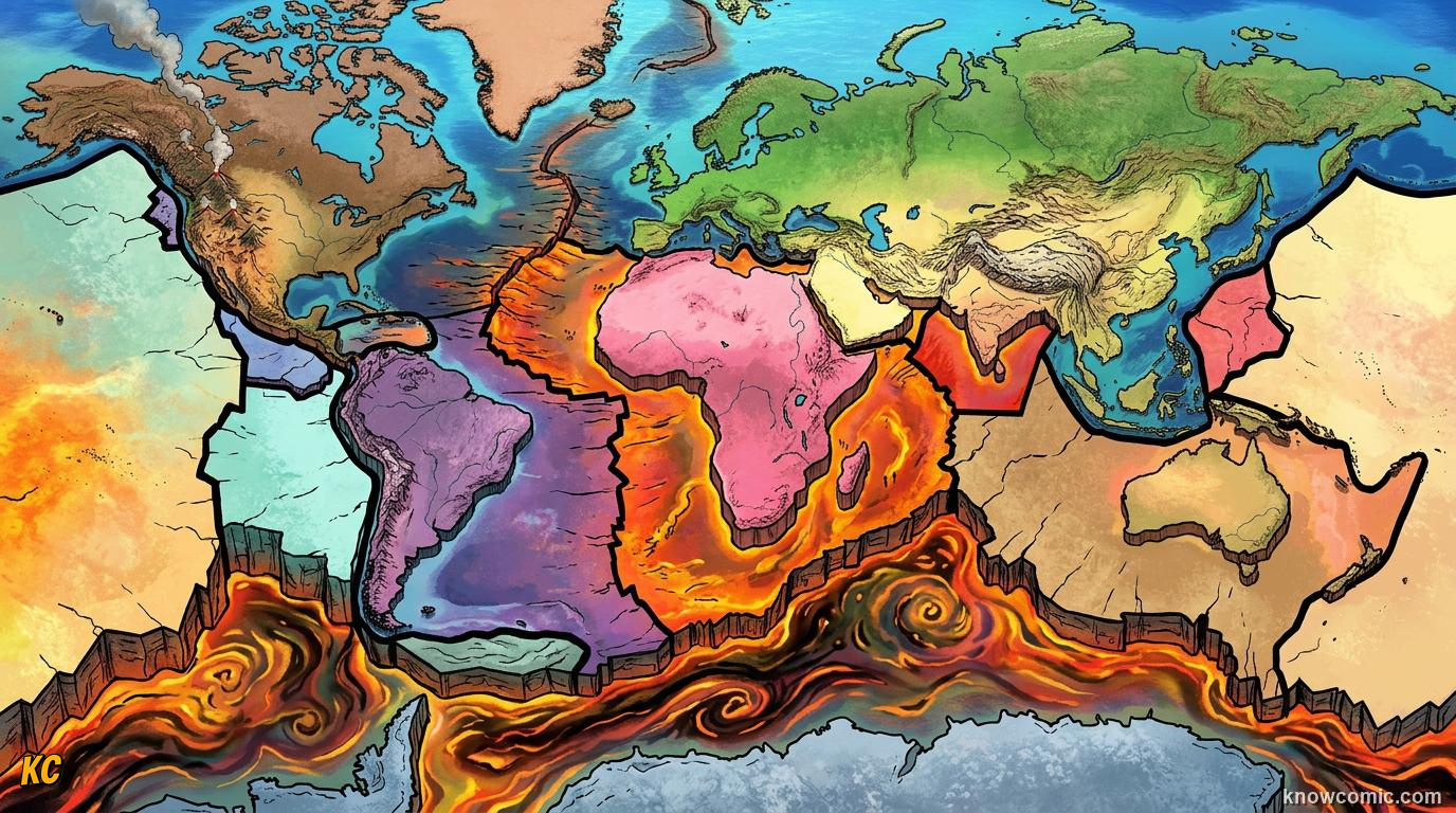 Montage of lithosphere plates mantle convection and Earth's layered interior
