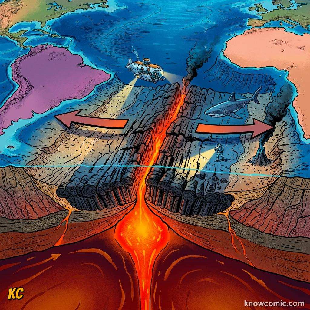 Constructive plate margin creating new lithosphere as plates diverge