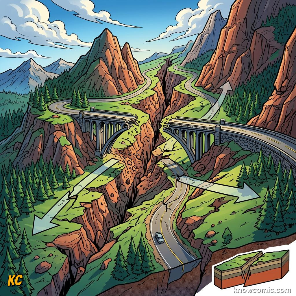 Right-lateral strike-slip fault offsetting fences roads and stream channels
