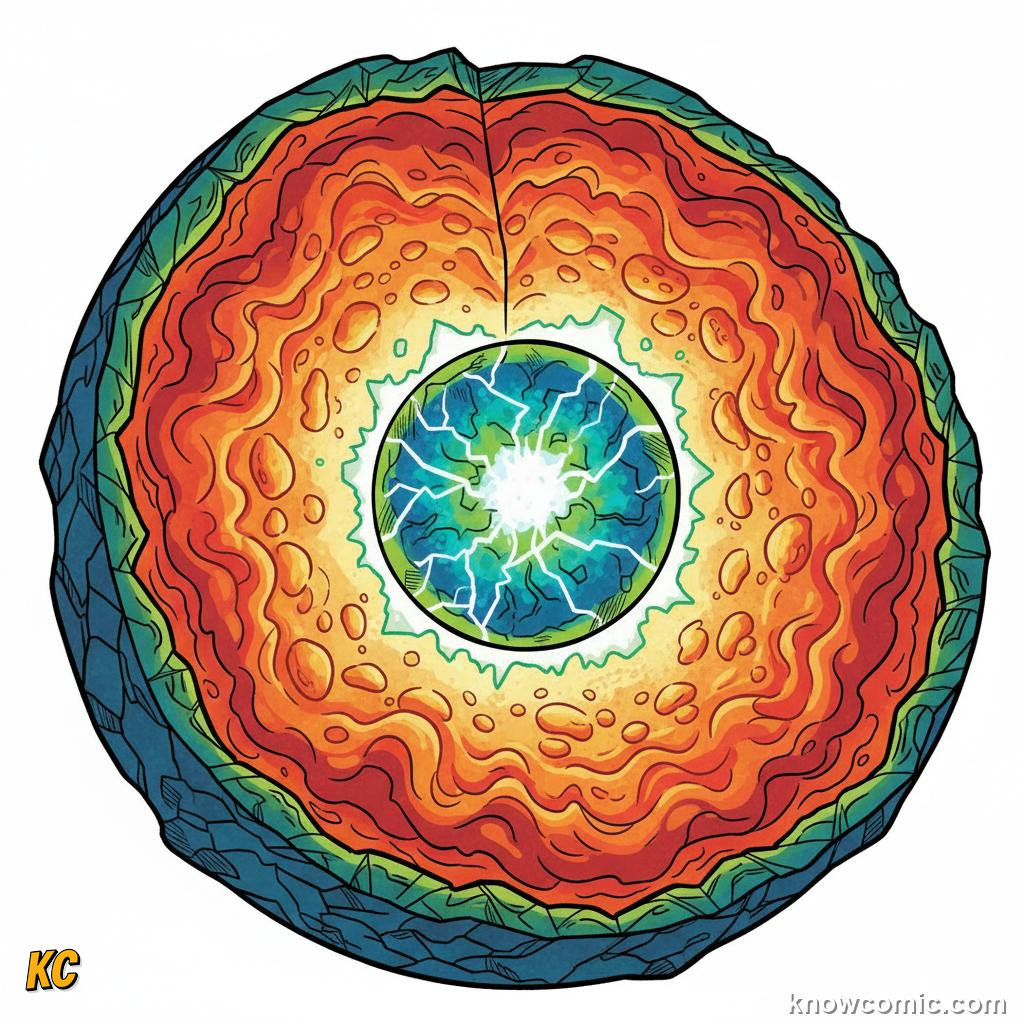 Inner core radius of 1200 km solid sphere at Earths very centre