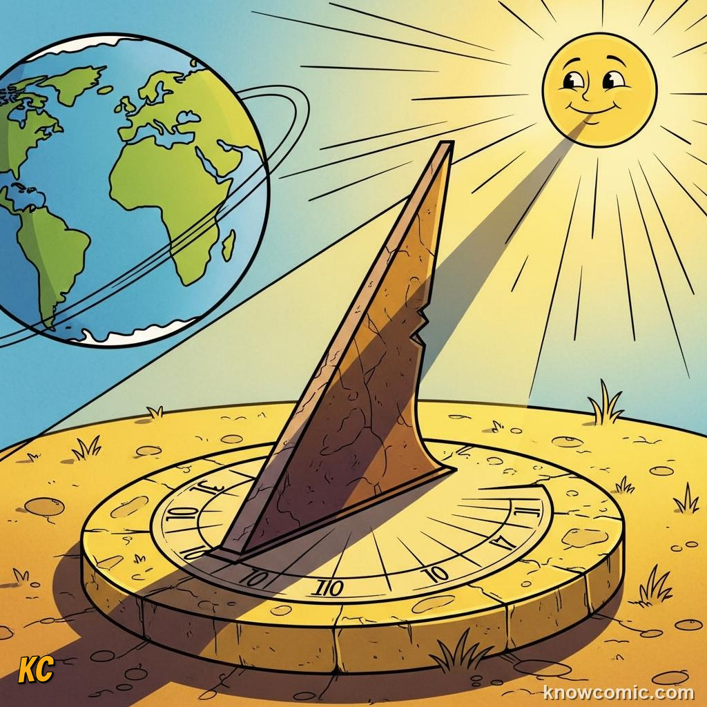 Shadow on a sundial showing how Earth spin creates time zones