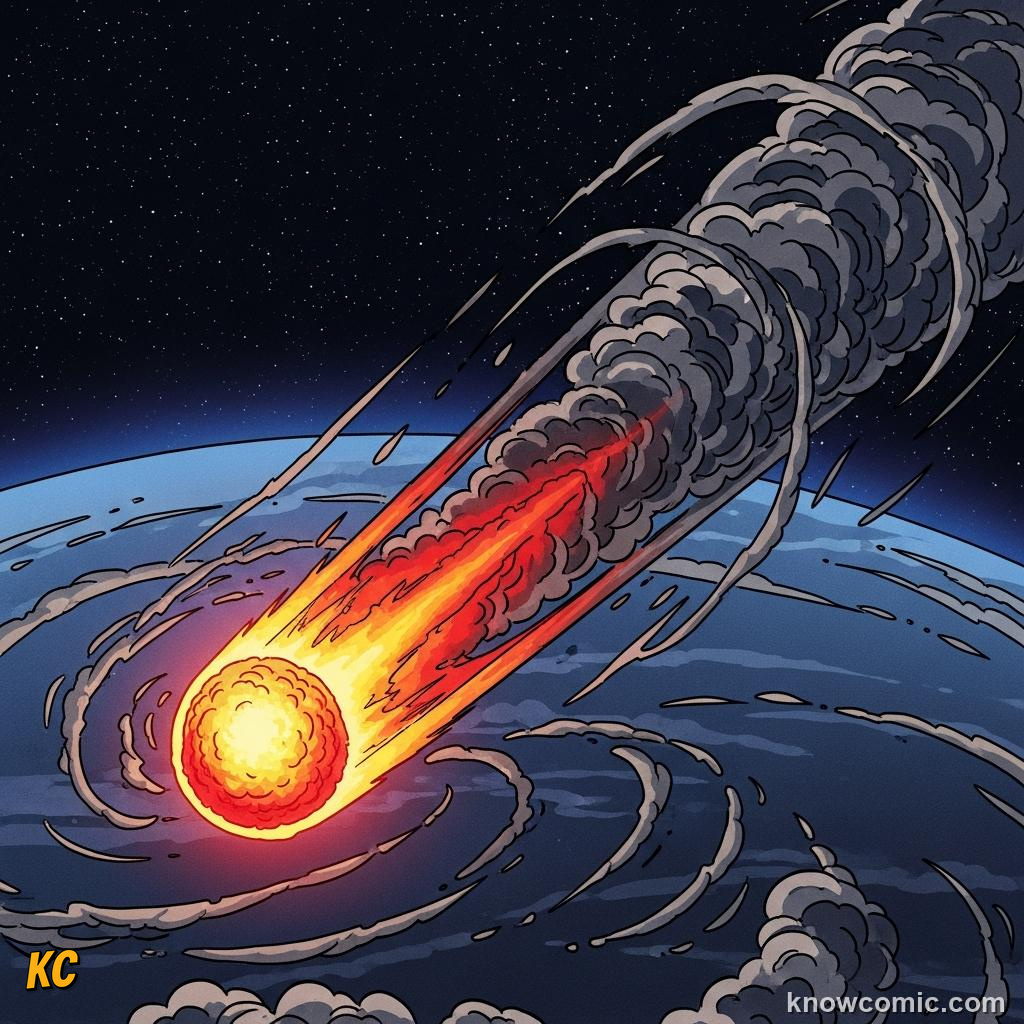 Meteor burning up in the mesosphere as a bright shooting star streak