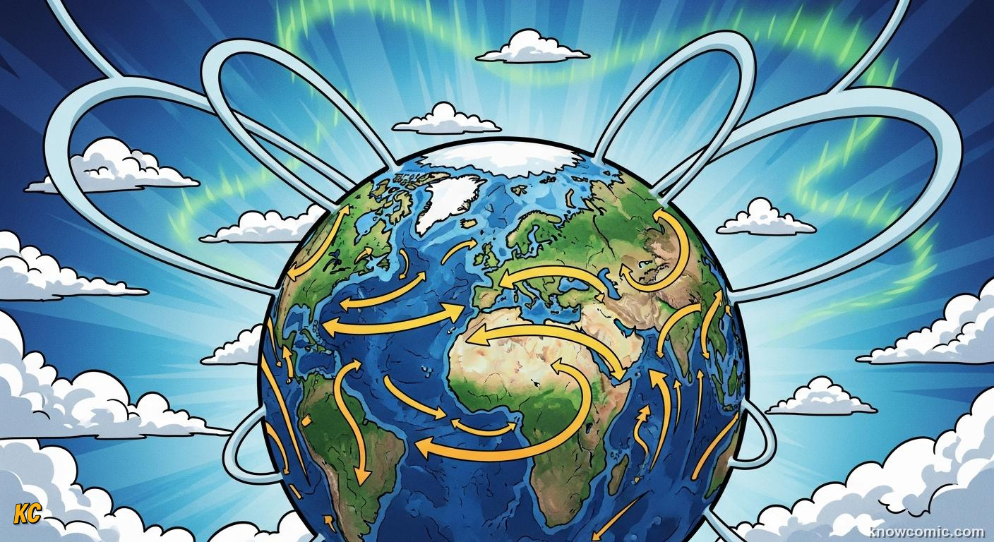 Hadley cells showing global wind circulation driven by uneven solar heating