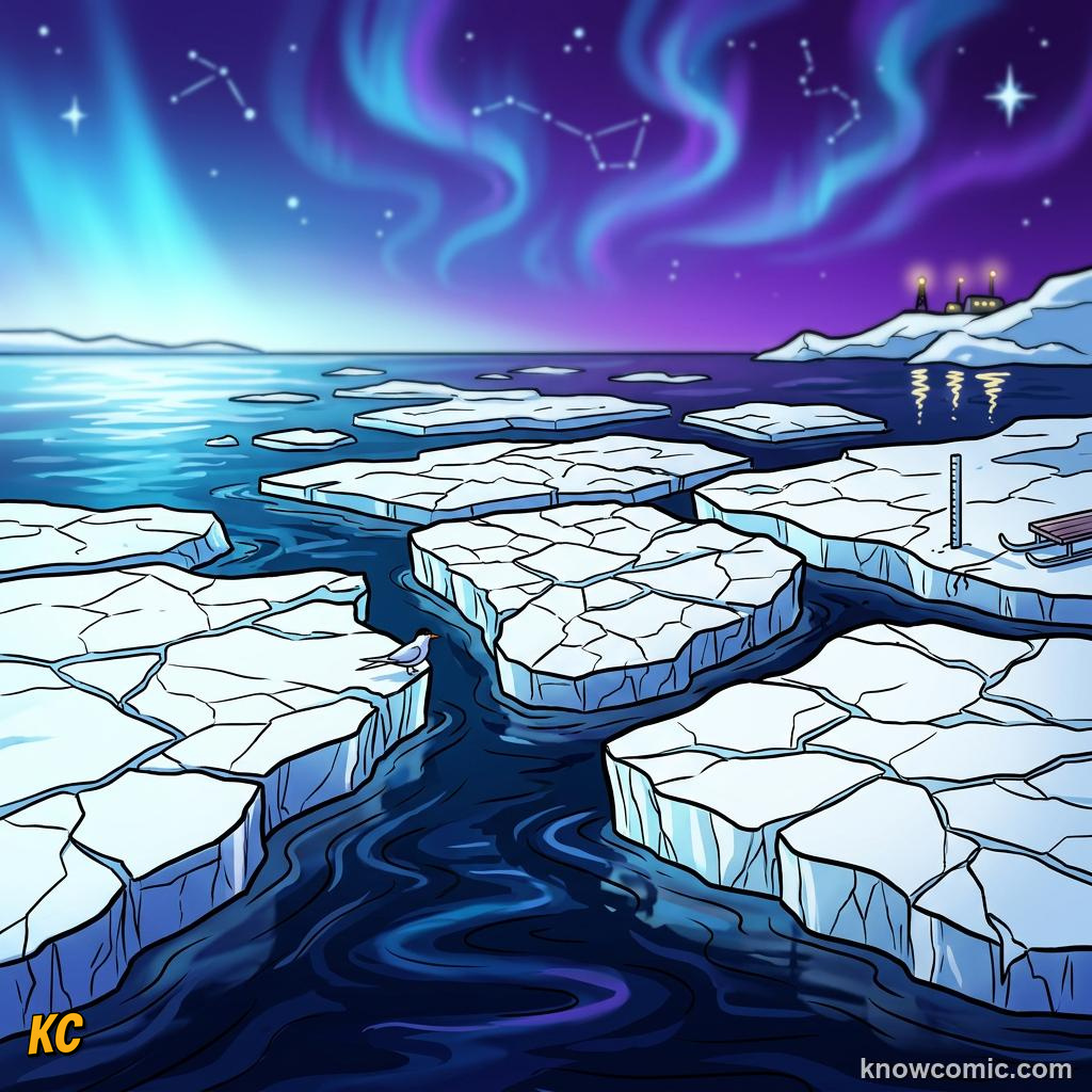 Arctic sea ice floating on the Arctic Ocean at the North Pole