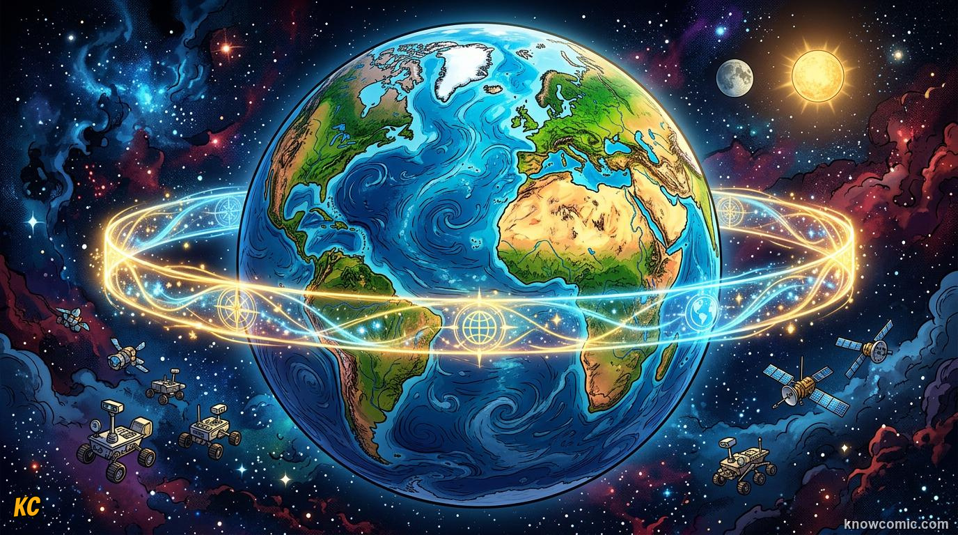 Earth globe with the equator marked as an imaginary line around the middle