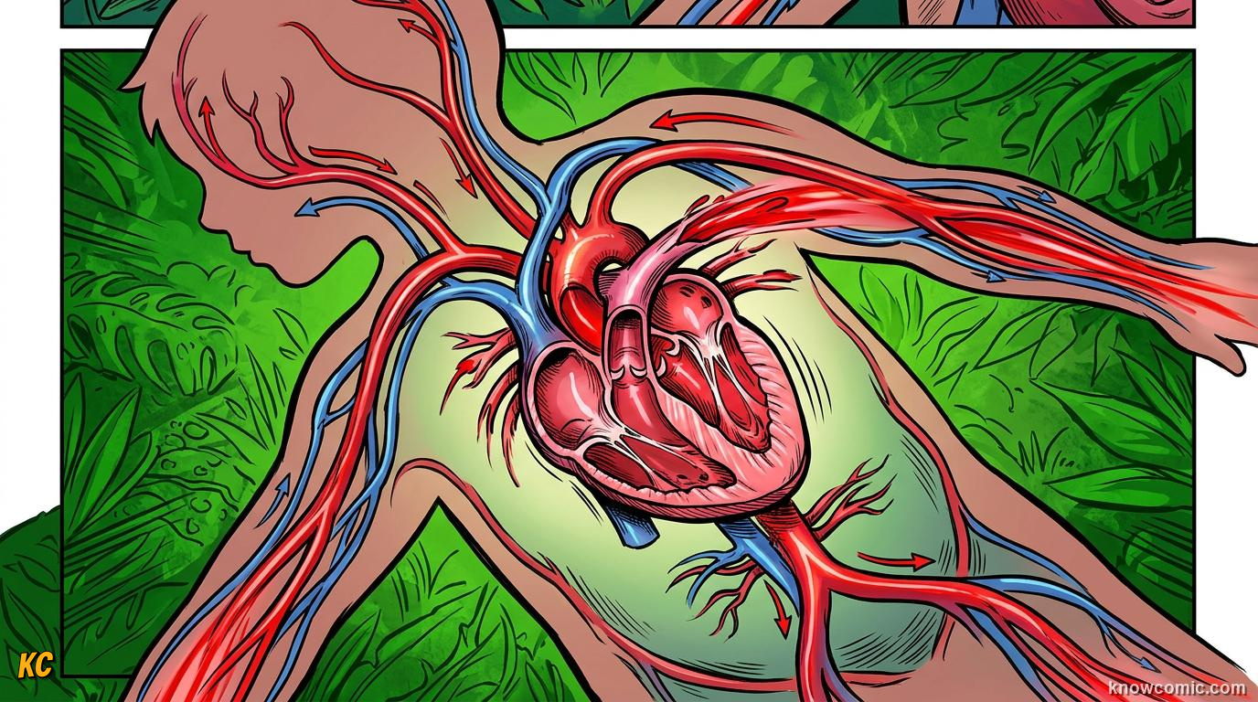 The Power of the Heart comic panel: how it works, a pump that never quits