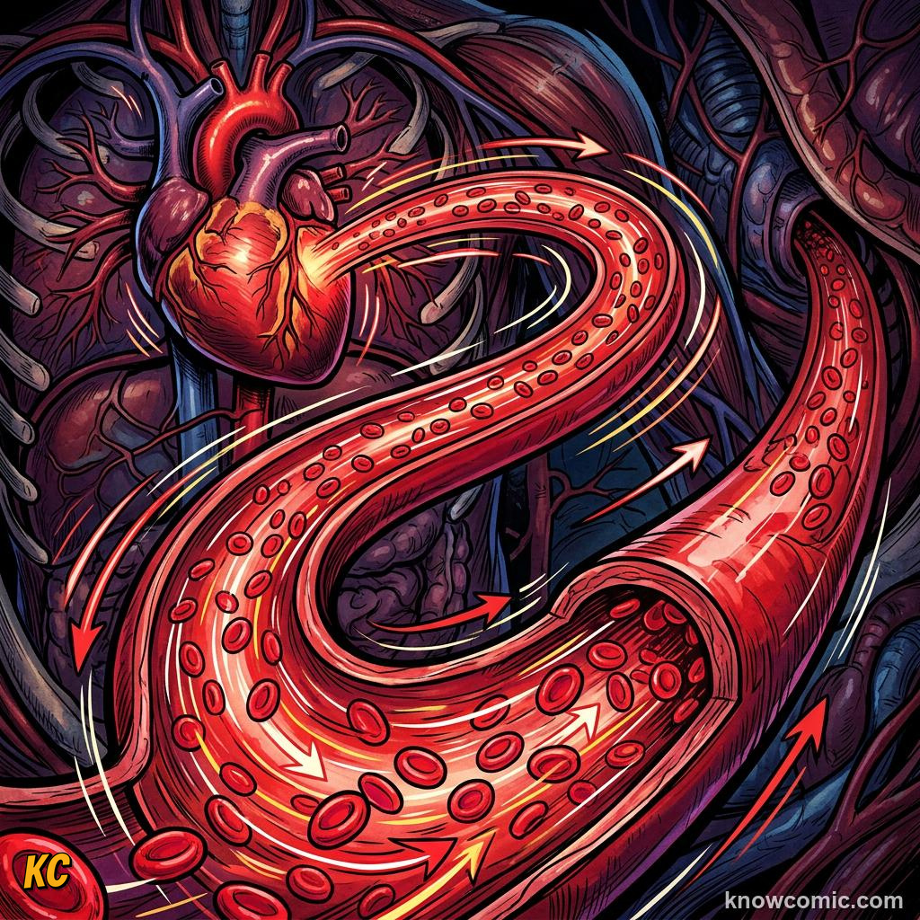 The Power of the Heart comic panel showing arteries