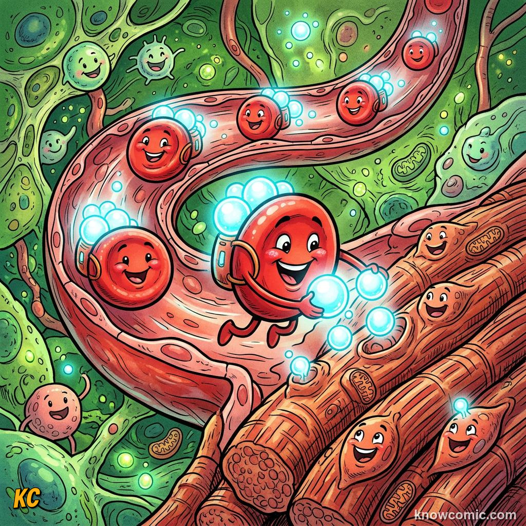 The Power of the Heart comic panel showing blood cells