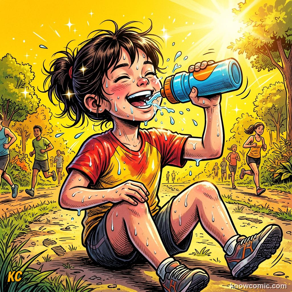 The Power of the Heart comic panel showing drink water