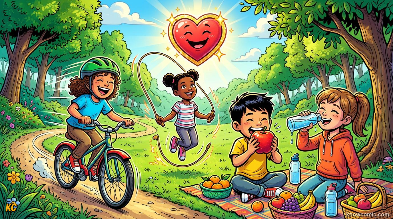 The Power of the Heart comic panel: heart hero habits, be a heart hero