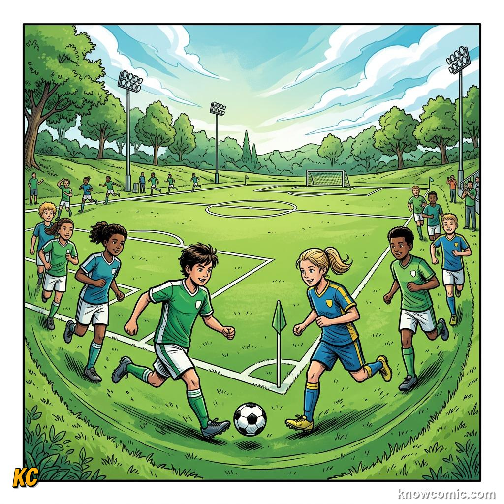 Comic panel about the warm-up rule: Joints Through Full Range, Torso, educational kids illustration
