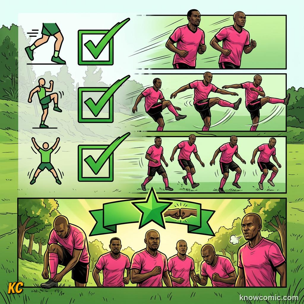 Comic panel about the warm-up rule: Make It A Habit, Template, educational kids illustration