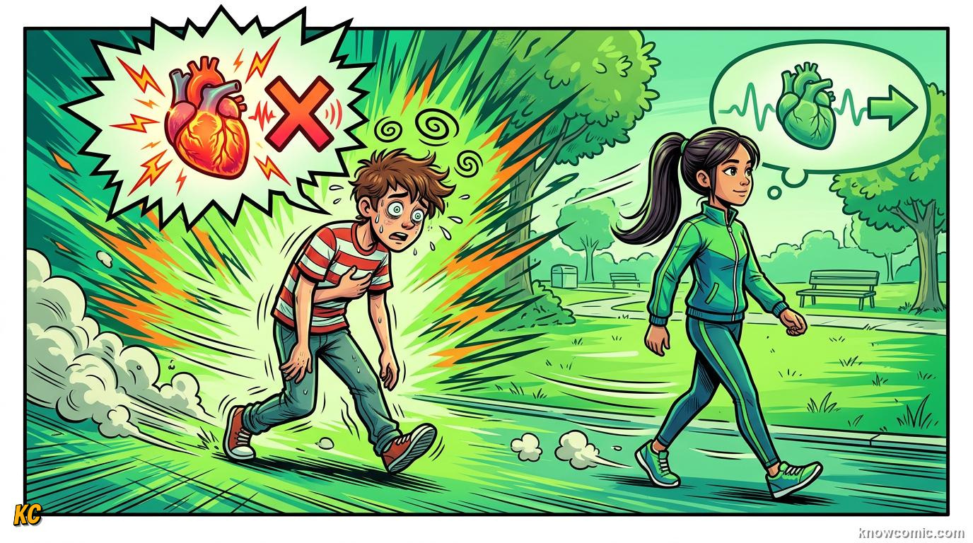 Comic panel about cooling down right: Don'T Freeze, educational kids illustration