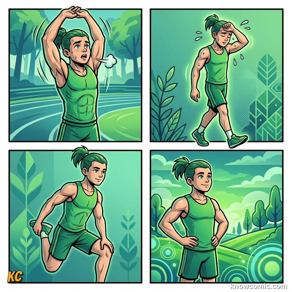 Comic panel about cooling down right: Time, educational kids illustration