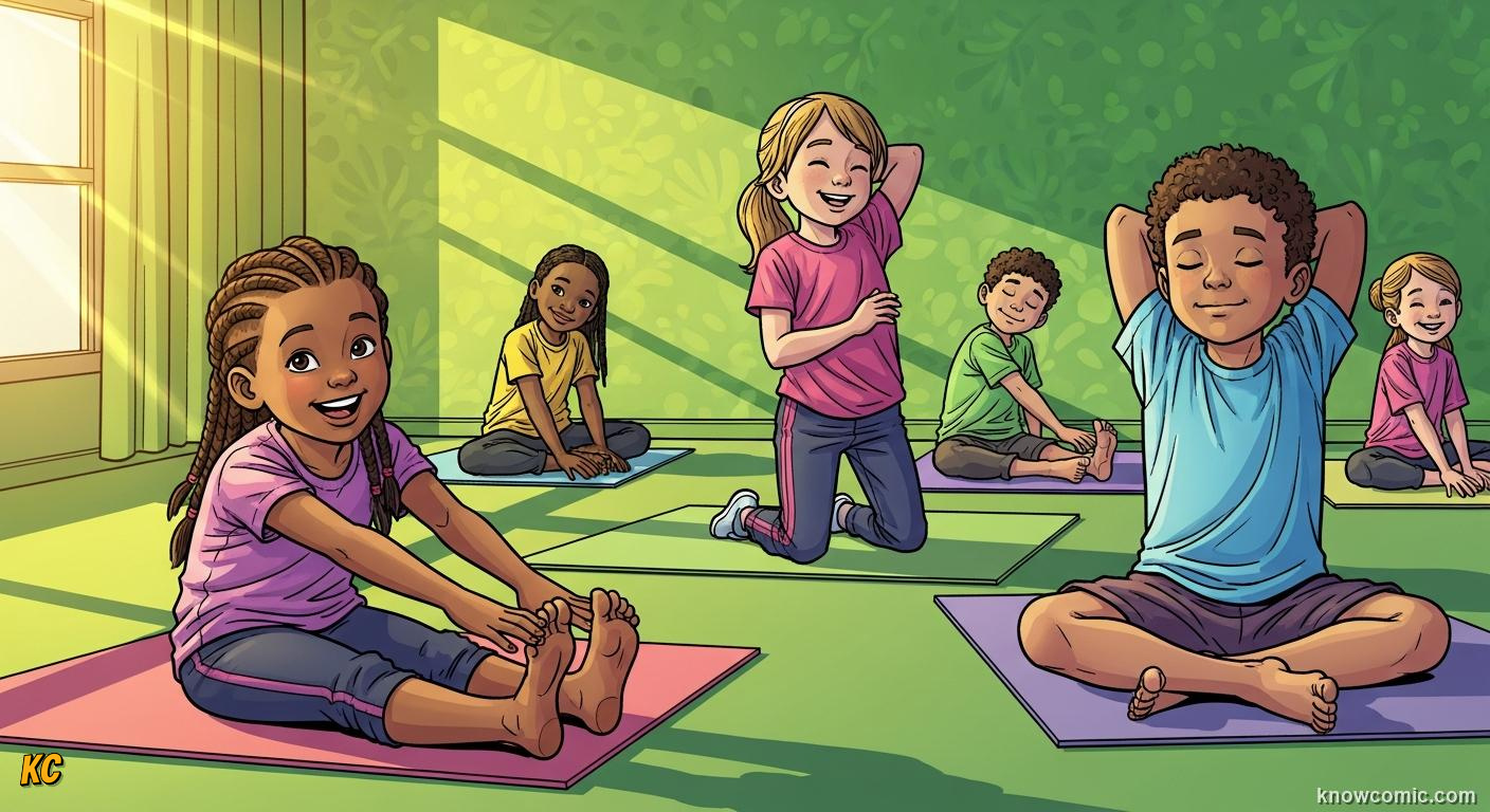 Flexibility and Stretching comic panel: everyday habit, make stretching a habit