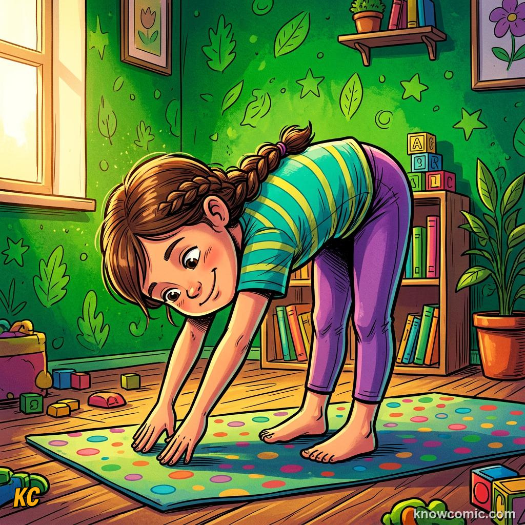 Flexibility and Stretching comic panel showing quick routine