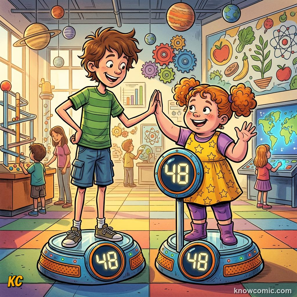 Body Composition Fact comic panel showing same weight