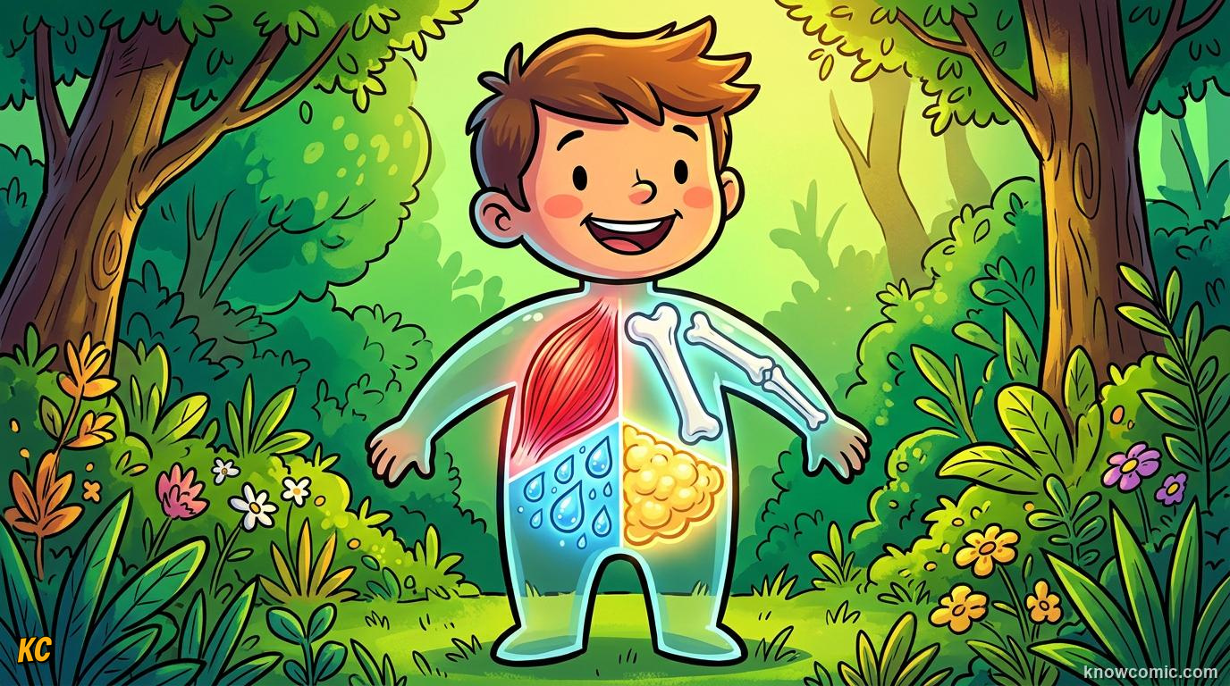 Body Composition Fact comic panel: the ingredients, body composition is the mix