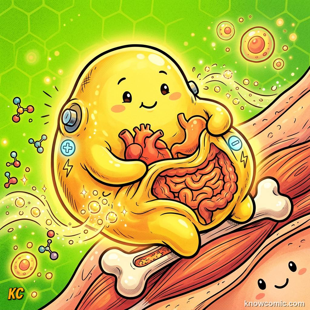 Body Composition Fact comic panel showing fat