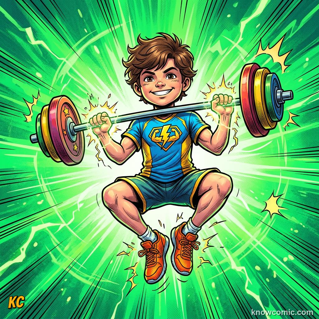 Anaerobic Power Bursts comic panel showing jump & lift