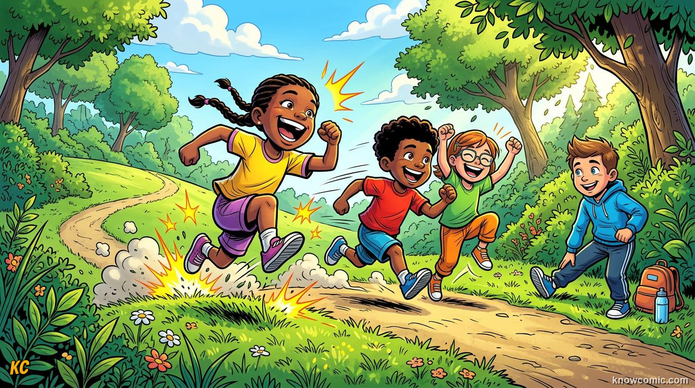 Anaerobic Power Bursts comic panel: play with power, build power the safe way