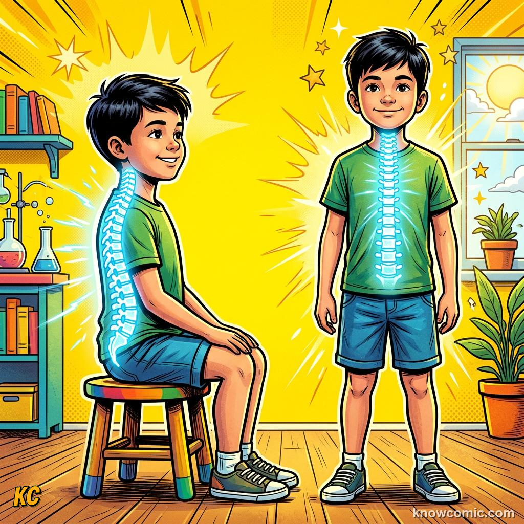 Core Strength Secret comic panel showing good posture
