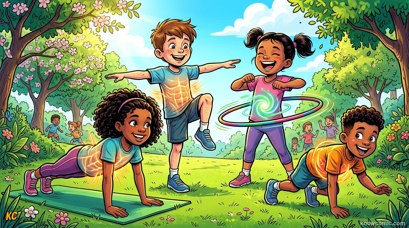 Core Strength Secret comic panel: fun core games, train your core with play