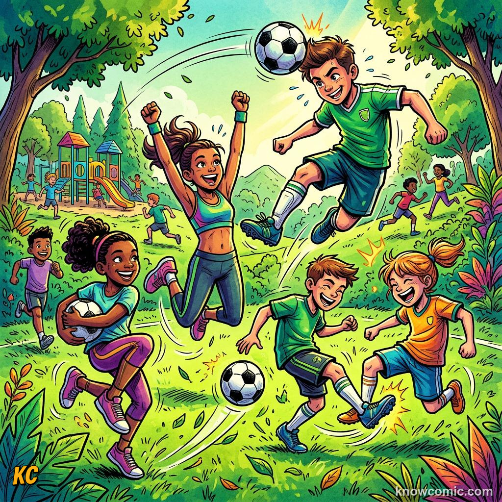 Comic panel about bone density science: Variety, educational kids illustration