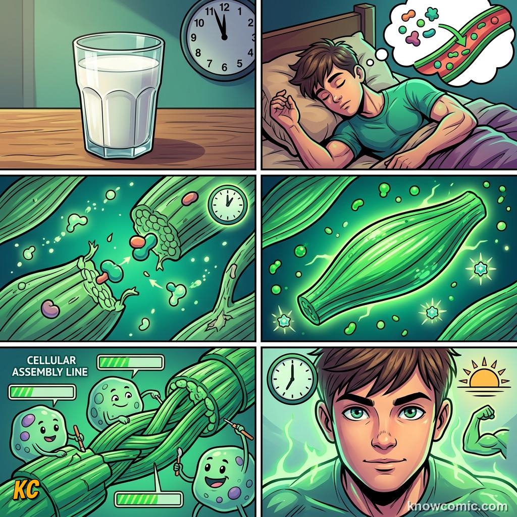 Comic panel about post-workout soreness: Ease Doms The Smart Way, Rest, educational kids illustration