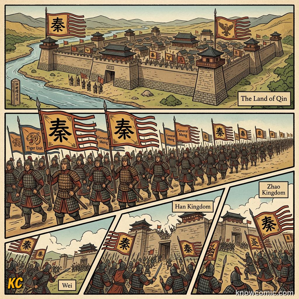 Fortified Qin state in western China expanding toward rival kingdoms