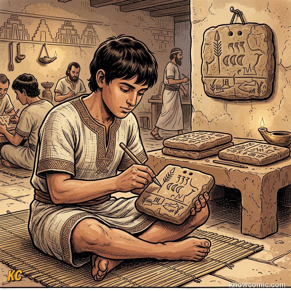 Scribes recording laws on clay tablets in Babylon
