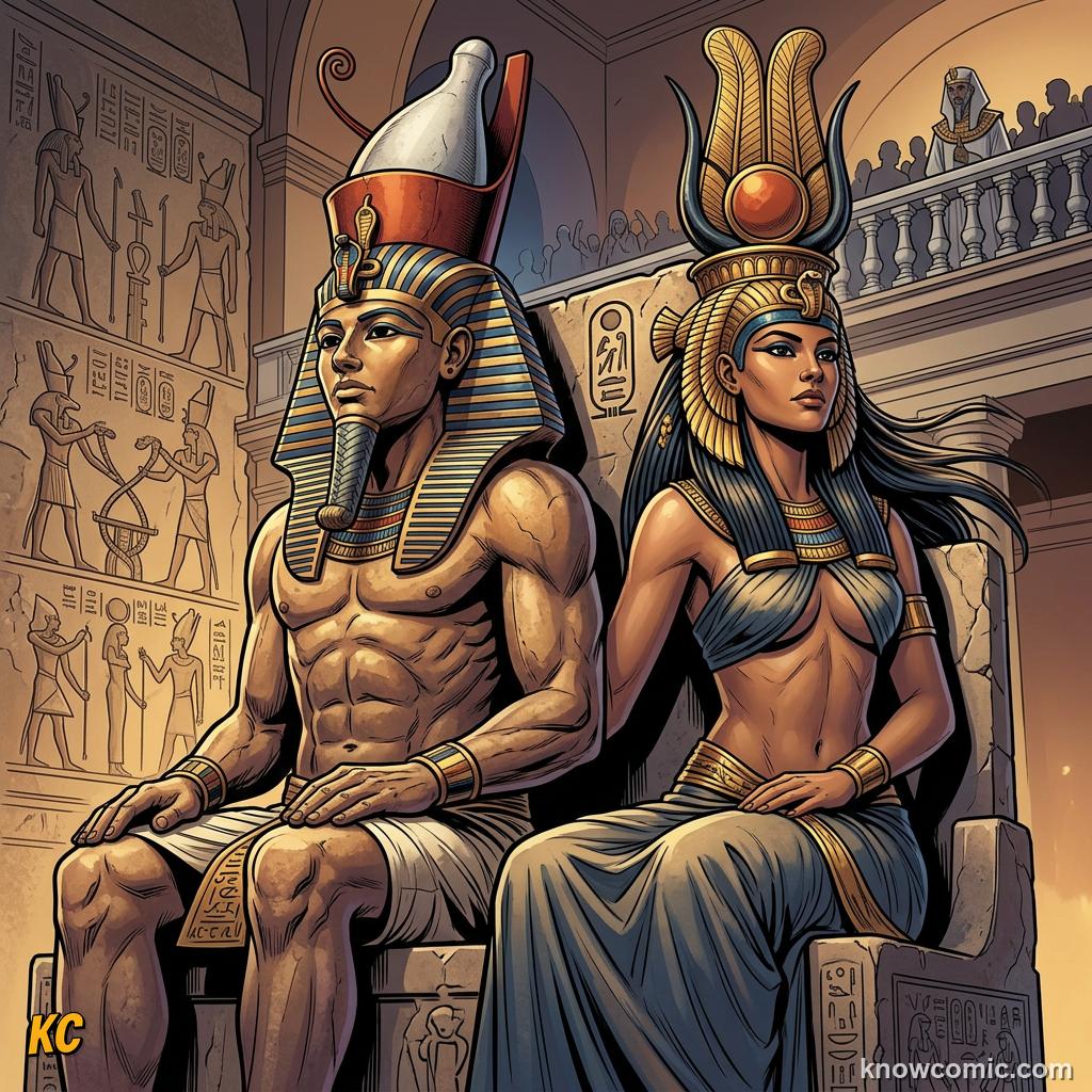 Double crown of Upper and Lower Egypt on a pharaoh
