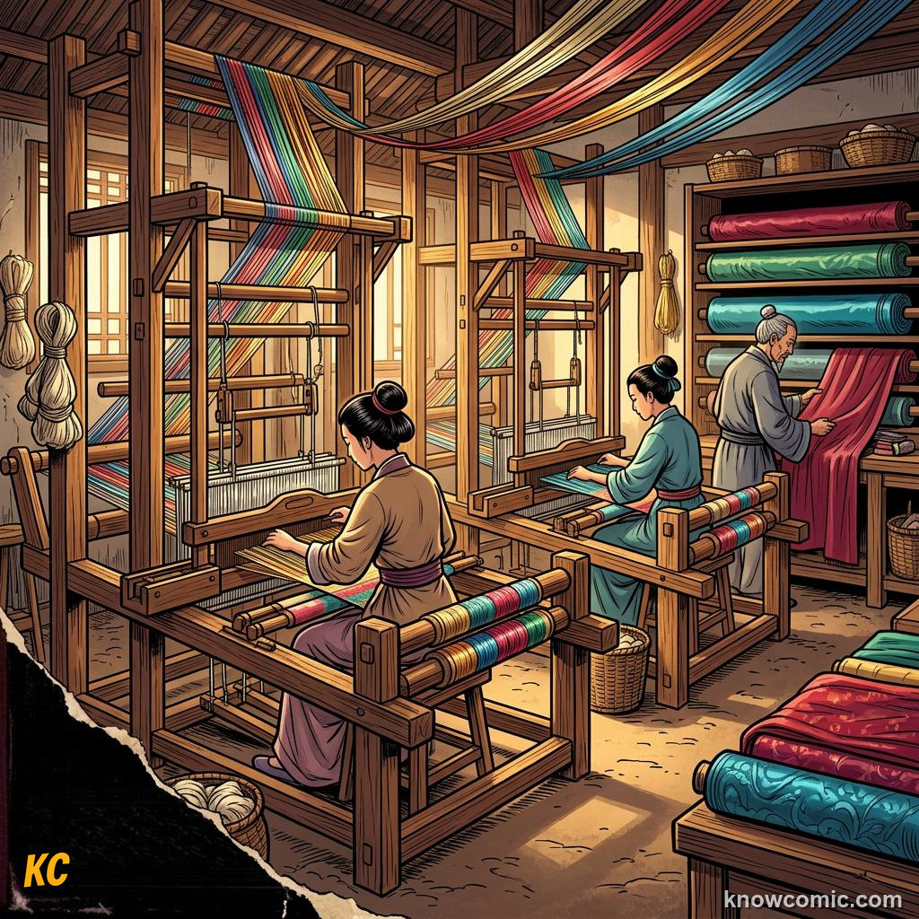 Comic panel about the silk road: Highways Of Sand And Sea, China, educational kids illustration
