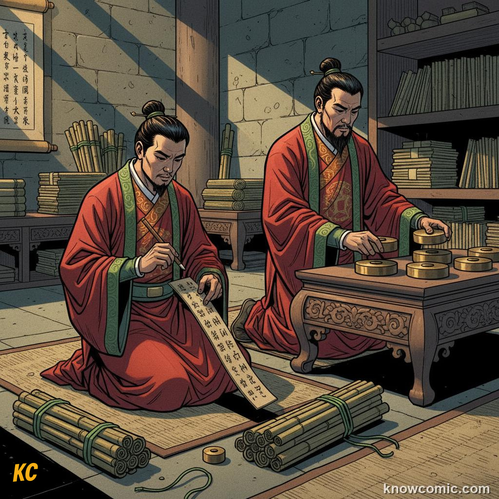 Standardised Chinese script written on scrolls after Qin unification