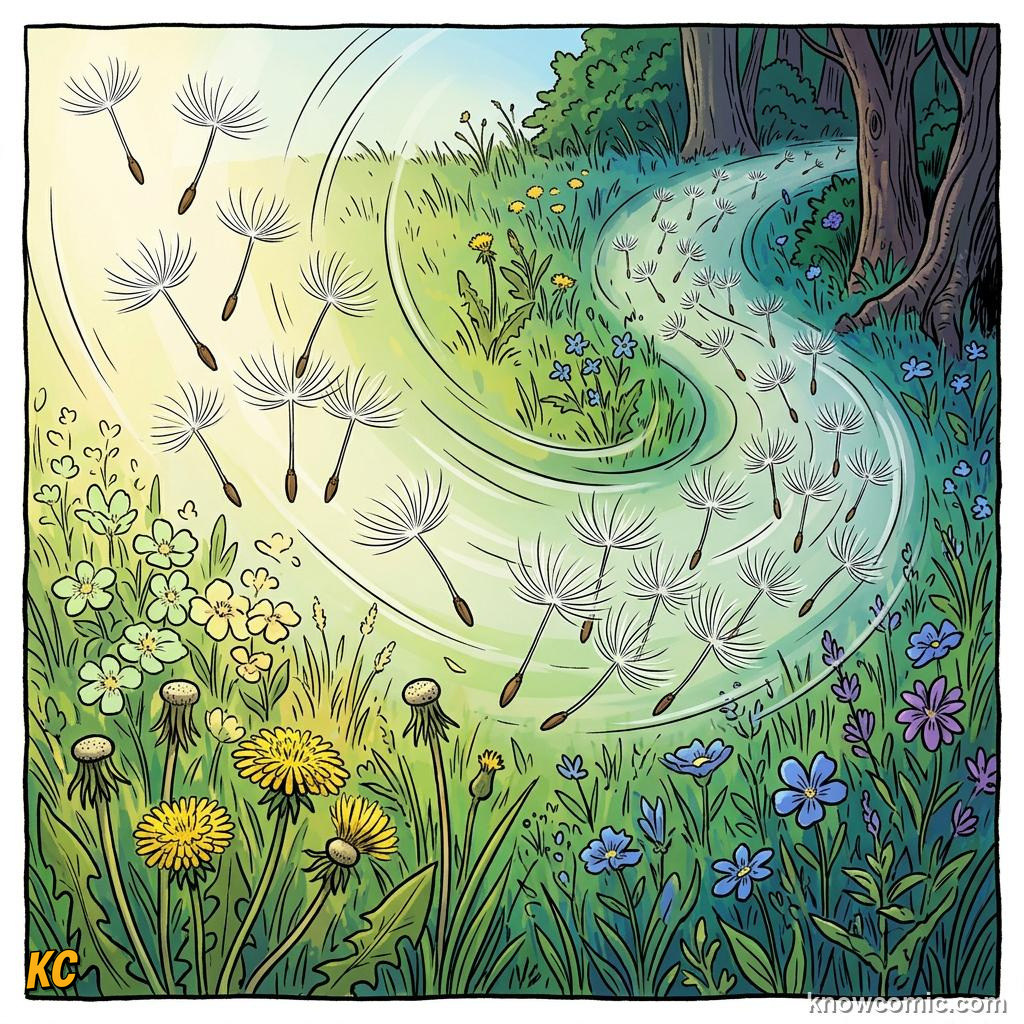 Home agriculture: WIND, 🌬️ Light fluffy seeds catch breezes like tiny gliders.