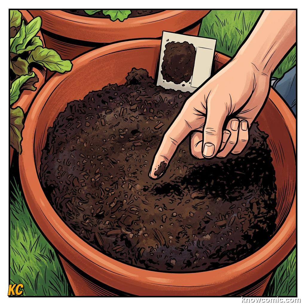 Home agriculture: CHECK, Tap soil lightly with finger.