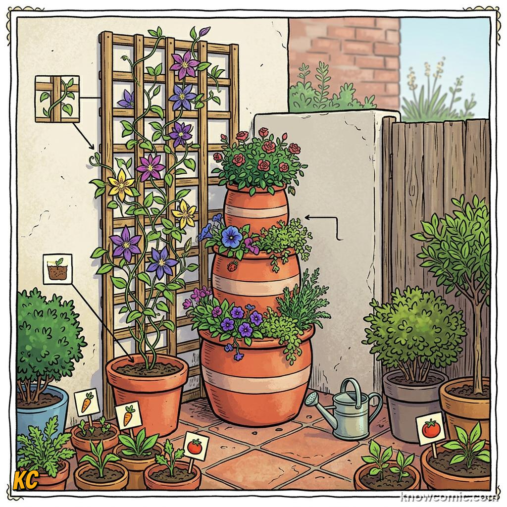 Home agriculture: PATIO, Group pots to share shade and wind shelter.