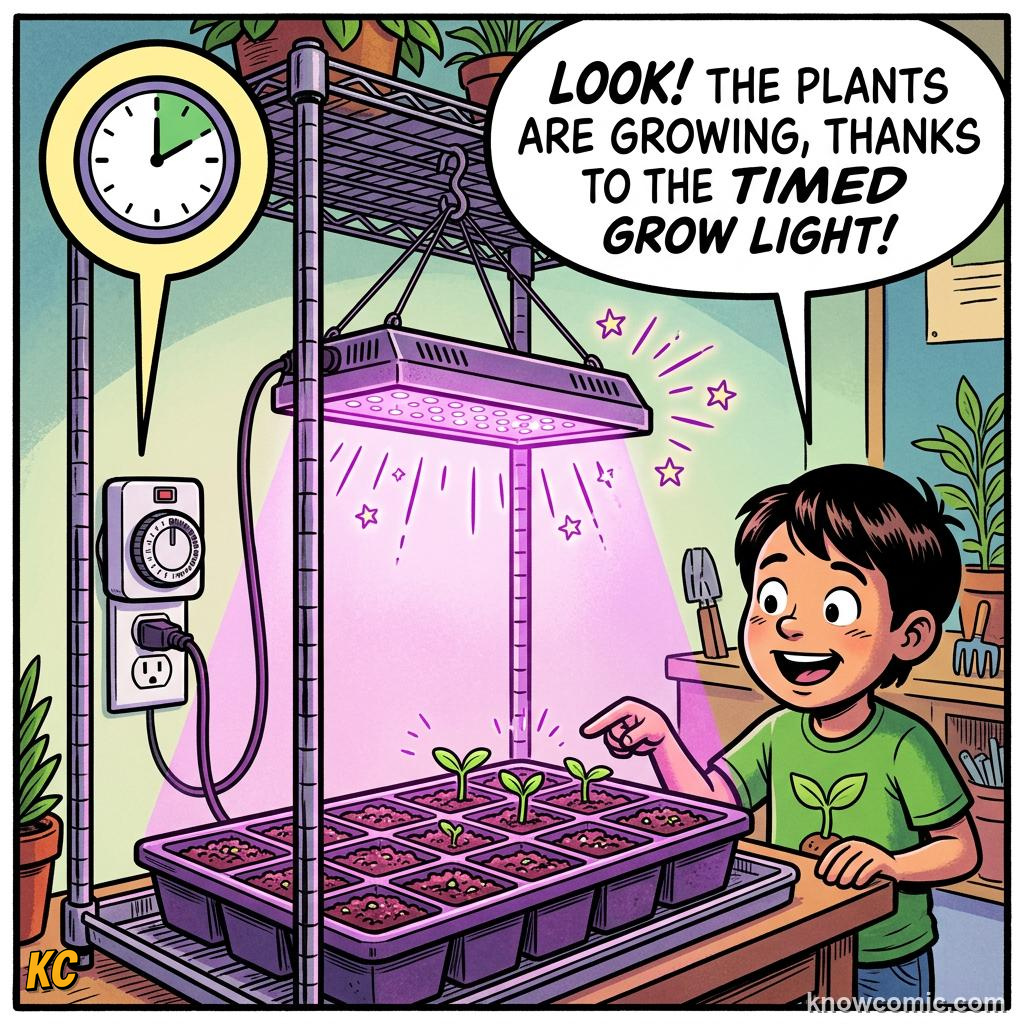 Home agriculture: GROW LIGHT, LED bars on a timer add hours on cloudy days.