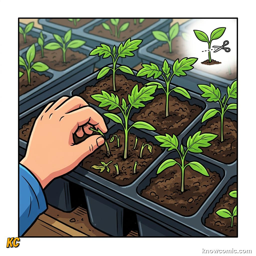 Home agriculture: SNIP, Cut extras at soil line, do not yank.