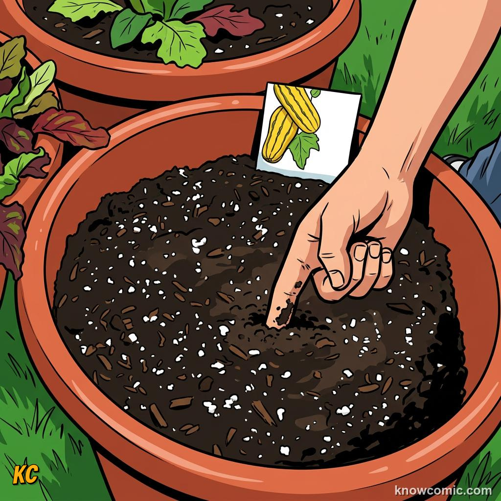 Home agriculture: TEST, Finger knuckle deep: cool and moist is good.