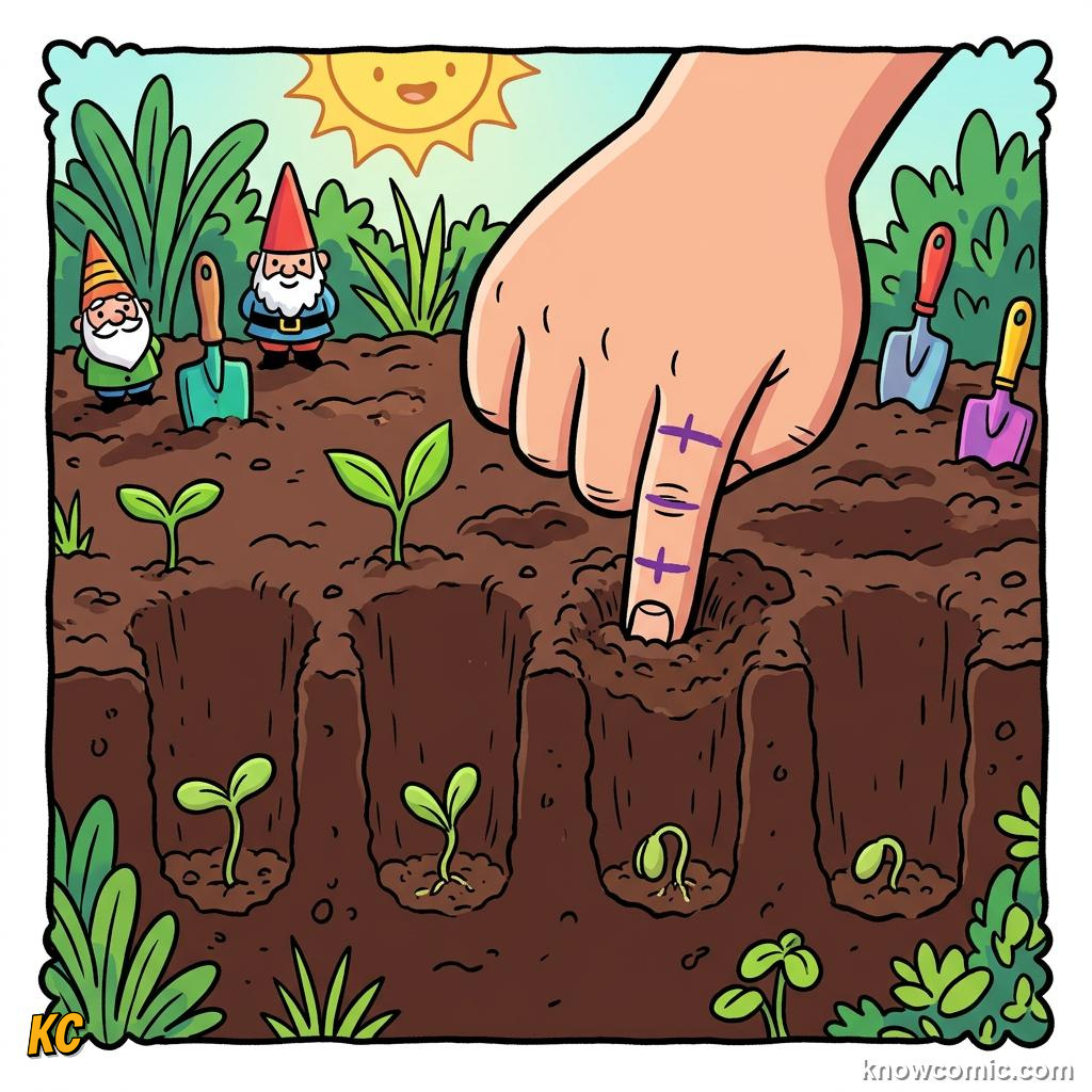 Home agriculture: FINGER, Mark depth for each seed size.