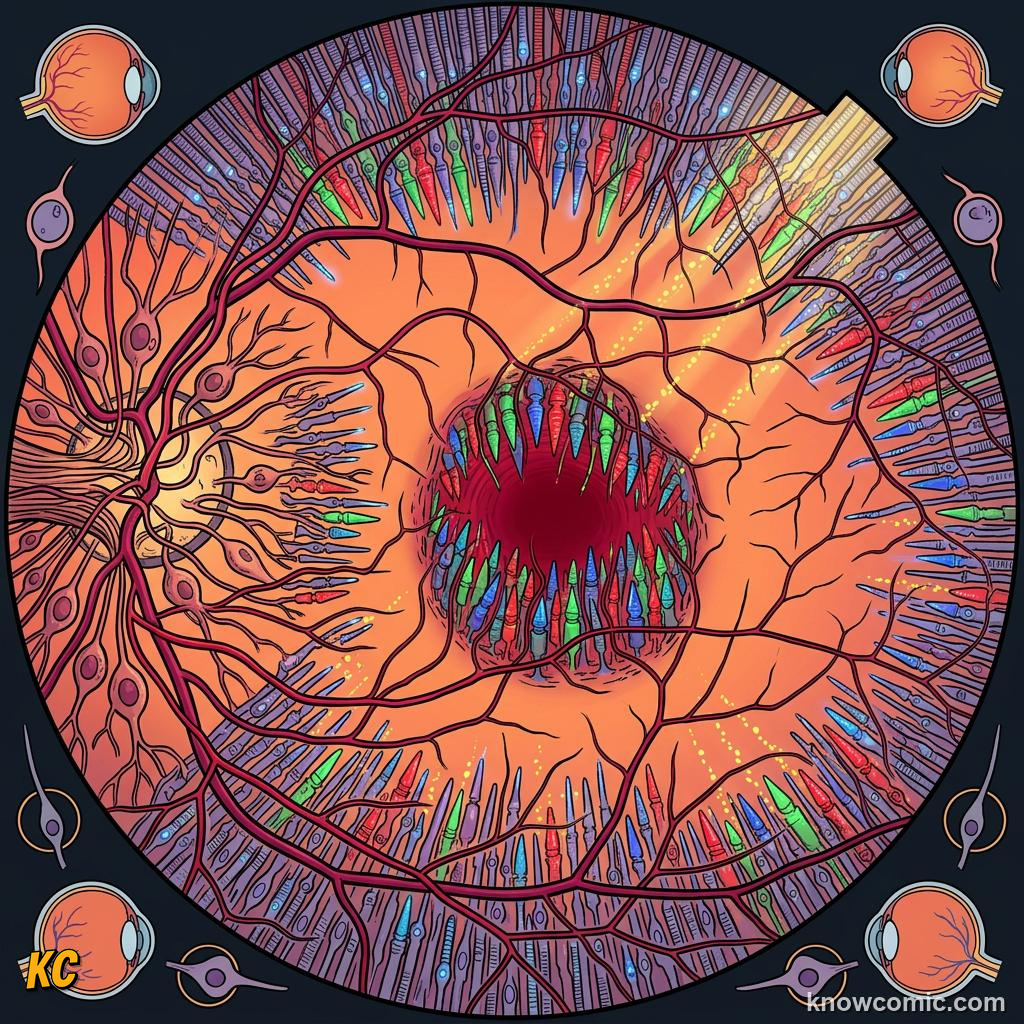 Brain visual cortex combining signals to create the experience of colour