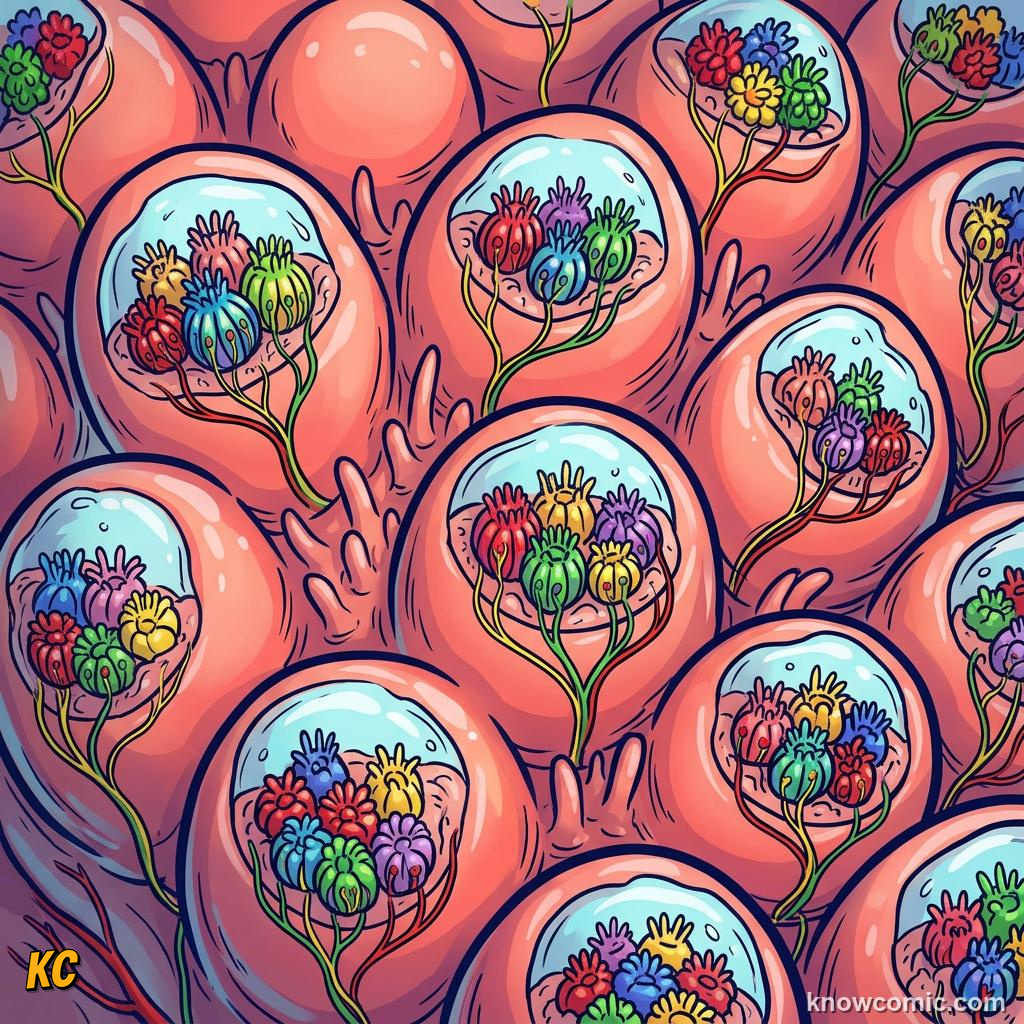 Microscopic taste bud cells sensing sweet and salty molecules in saliva